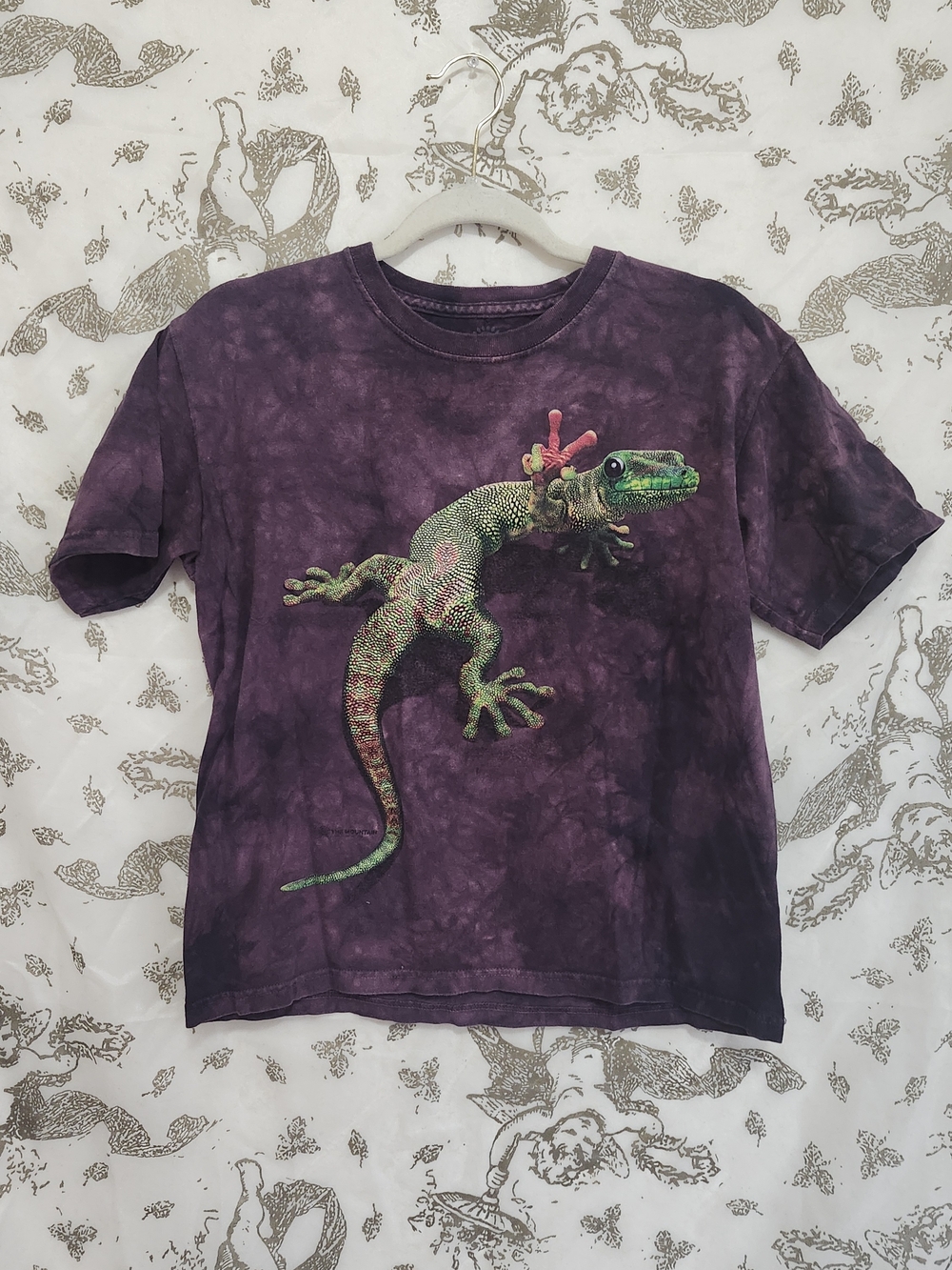 The Mountain Purple Tee with Colorful Gecko Graphic Xl